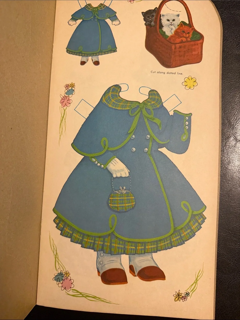 1972 AMY JO Children’s ' Paper Doll Book - Teal Dress Floral Flower Basket